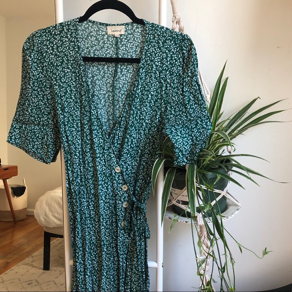 Parisian wrap dress green floral